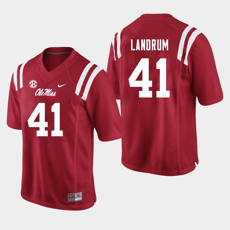 Solomon Landrum Ole Miss Rebels NCAA Men's Red #41 Stitched Limited College Football Jersey VCV2258GI